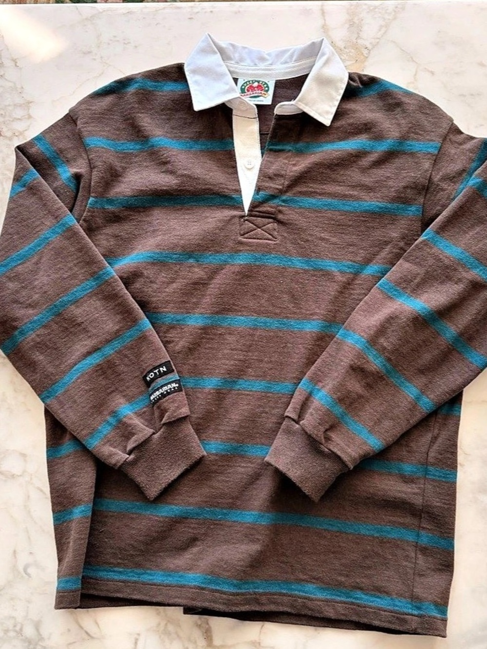 Kotn brown and blue stripe ruby shirt